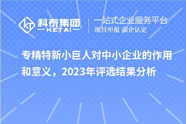 專精特新小巨人對中小企業的作用和意義，2023年評選結果分析