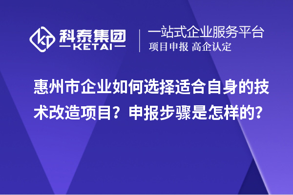 惠州市企業如何選擇適合自身的技術改造項目？申報步驟是怎樣的？
