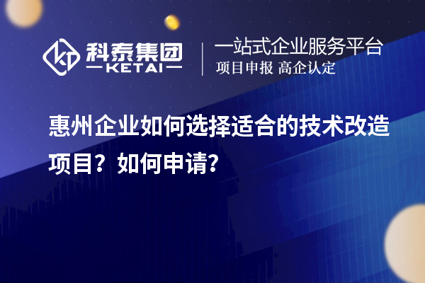 惠州企業如何選擇適合的技術改造項目？如何申請？