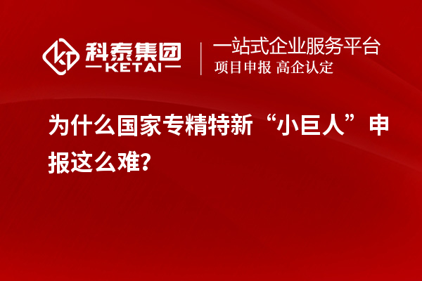 為什么國家專精特新“小巨人”申報這么難？