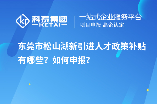 東莞市松山湖新引進人才政策補貼有哪些？如何申報？