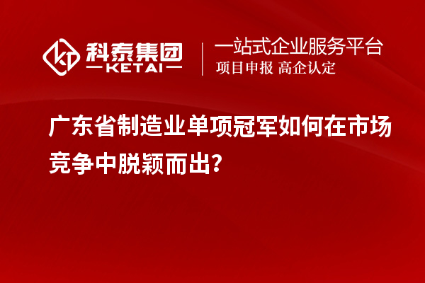 廣東省制造業單項冠軍如何在市場競爭中脫穎而出？