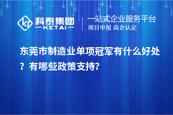 東莞市制造業單項冠軍有什么好處？有哪些政策支持？