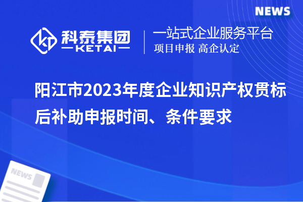 陽江市2023年度企業知識產權貫標后補助申報時間、條件要求