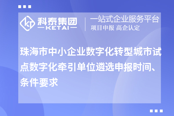 珠海市中小企業數字化轉型城市試點數字化牽引單位遴選申報時間、條件要求