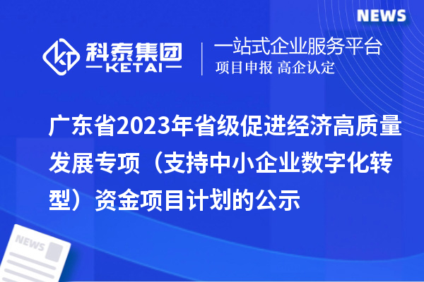 廣東省2023年省級促進經濟高質量發展專項（支持中小企業數字化轉型）資金項目計劃的公示