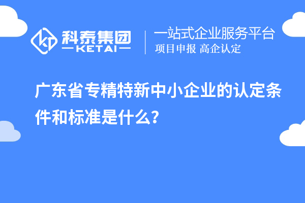 廣東省專精特新中小企業的認定條件和標準是什么？
