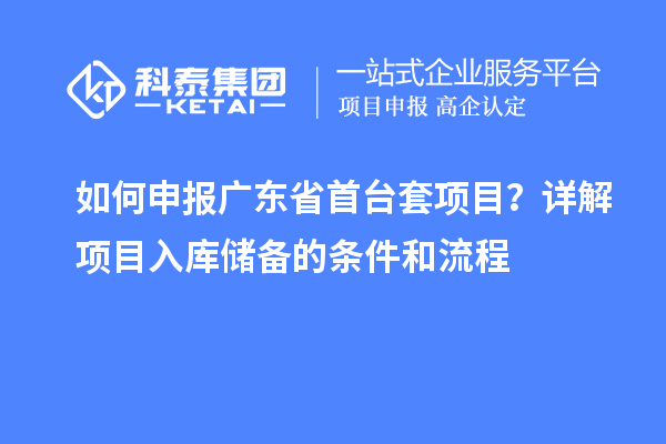 如何申報廣東省首臺套項目？詳解項目入庫儲備的條件和流程