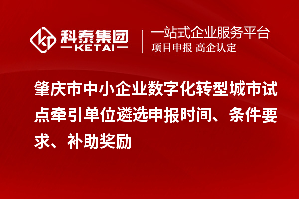 肇慶市中小企業數字化轉型城市試點牽引單位遴選申報時間、條件要求、補助獎勵