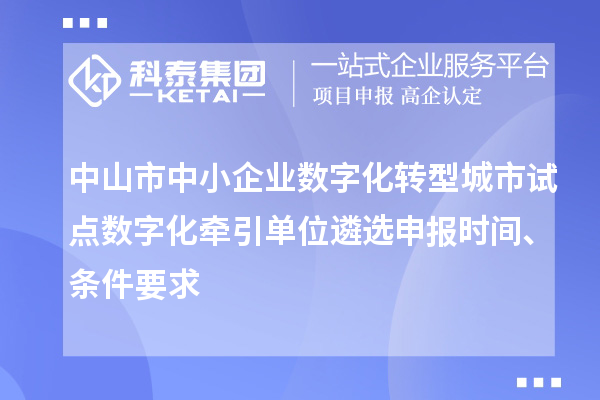 中山市中小企業數字化轉型城市試點數字化牽引單位遴選申報時間、條件要求
