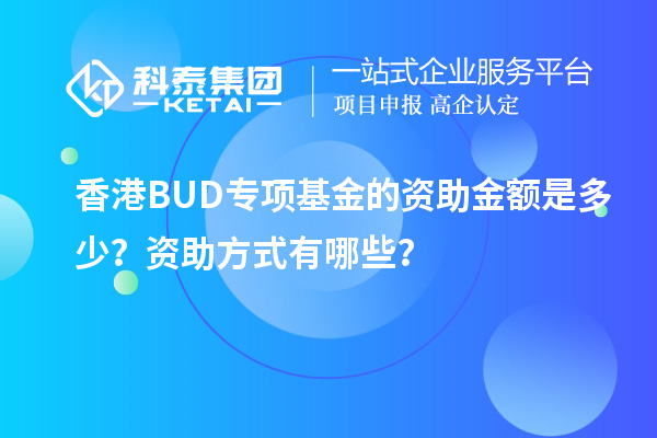 香港BUD專項基金的資助金額是多少？資助方式有哪些？