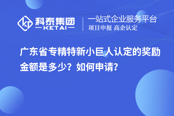 廣東省專精特新小巨人認定的獎勵金額是多少？如何申請？