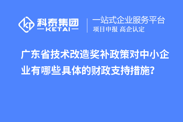 廣東省技術改造獎補政策對中小企業有哪些具體的財政支持措施？