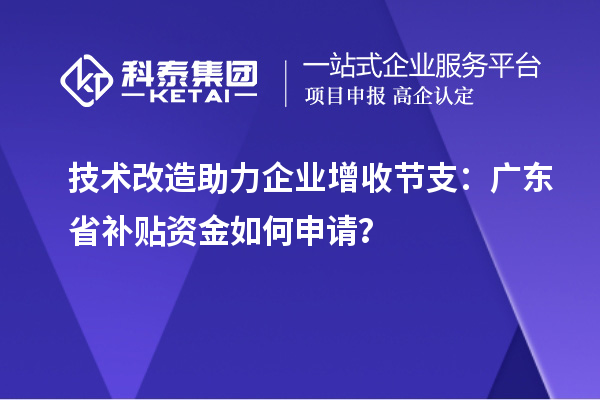 技術改造助力企業增收節支：廣東省補貼資金如何申請？