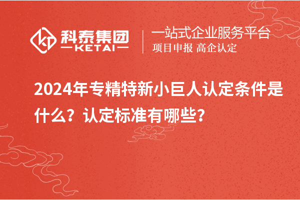 2024年專精特新小巨人認定條件是什么？認定標準有哪些？