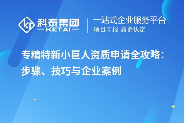 專精特新小巨人資質申請全攻略：步驟、技巧與企業案例