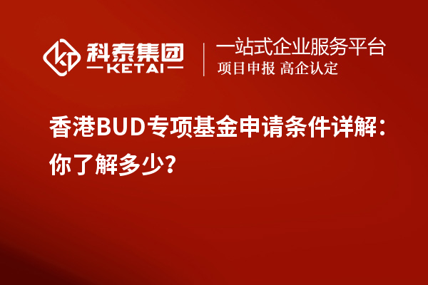 香港BUD專項基金申請條件詳解：你了解多少？