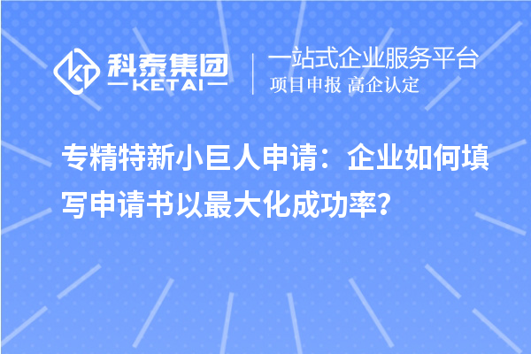 專精特新小巨人申請：企業如何填寫申請書以最大化成功率？