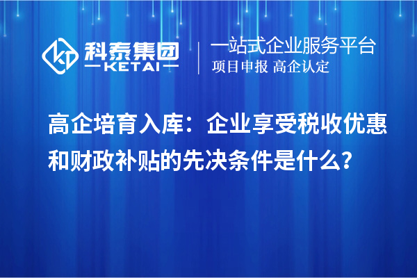 高企培育入庫：企業享受稅收優惠和財政補貼的先決條件是什么？