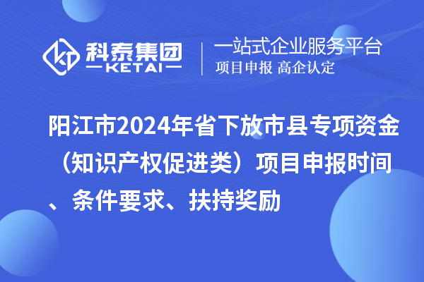 陽江市2024年省下放市縣專項資金（知識產權促進類）項目申報時間、條件要求、扶持獎勵