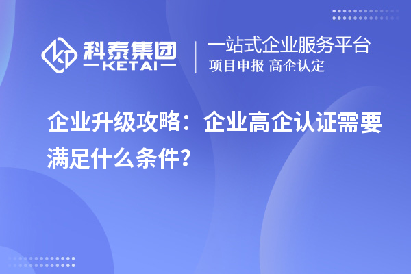 企業升級攻略：企業高企認證需要滿足什么條件？