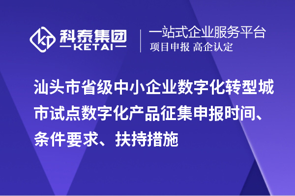 汕頭市省級中小企業數字化轉型城市試點數字化產品征集申報時間、條件要求、扶持措施
