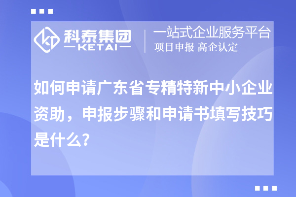如何申請廣東省專精特新中小企業資助，申報步驟和申請書填寫技巧是什么？