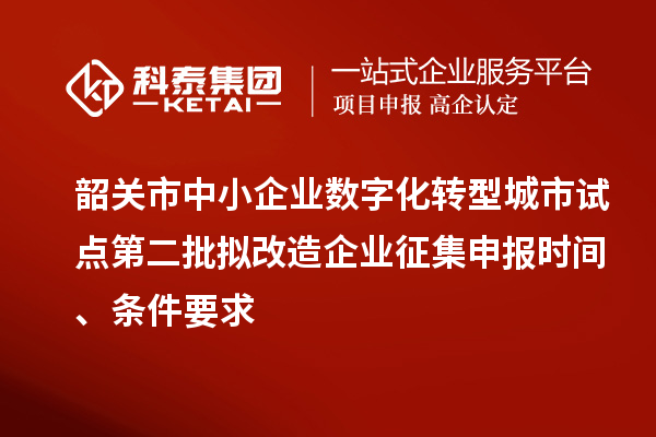 韶關市中小企業數字化轉型城市試點第二批擬改造企業征集申報時間、條件要求