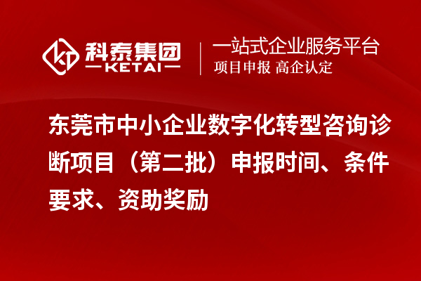 東莞市中小企業數字化轉型咨詢診斷項目（第二批）申報時間、條件要求、資助獎勵