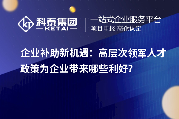 企業補助新機遇：高層次領軍人才政策為企業帶來哪些利好？