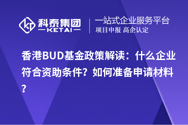 香港BUD基金政策解讀：什么企業符合資助條件？如何準備申請材料？