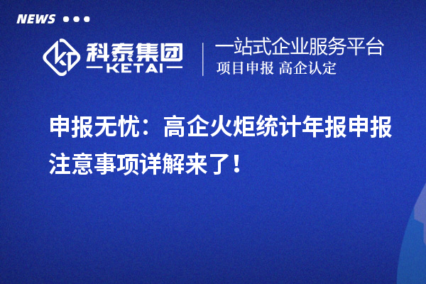申報無憂：高企火炬統計年報申報注意事項詳解來了！