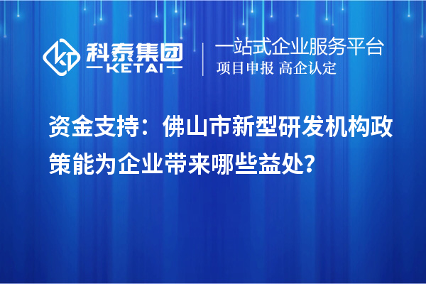 資金支持：佛山市新型研發機構政策能為企業帶來哪些益處？