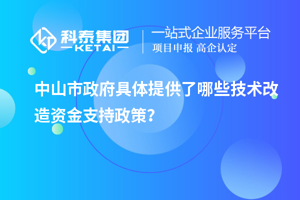 中山市政府具體提供了哪些技術改造資金支持政策？