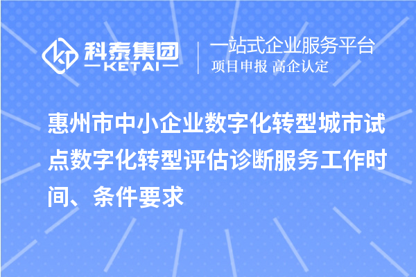 惠州市中小企業數字化轉型城市試點數字化轉型評估診斷服務工作時間、條件要求