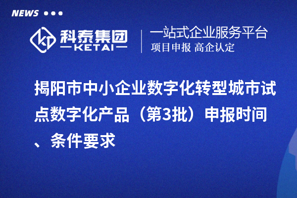 揭陽市中小企業數字化轉型城市試點數字化產品（第3批）申報時間、條件要求