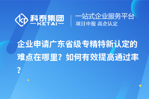 企業申請廣東省級專精特新認定的難點在哪里？如何有效提高通過率？