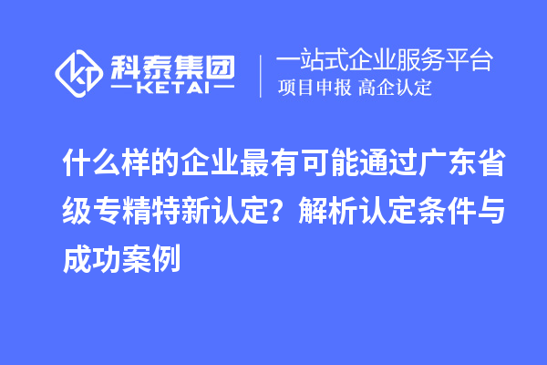 什么樣的企業最有可能通過廣東省級專精特新認定？解析認定條件與成功案例
