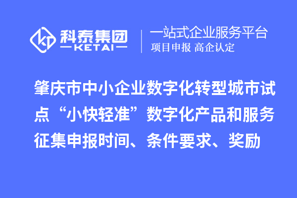 肇慶市省級中小企業數字化轉型城市試點“小快輕準”數字化產品和服務征集申報時間、條件要求、扶持獎勵