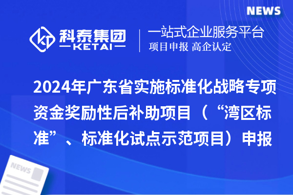 2024年廣東省實施標準化戰略專項資金獎勵性后補助項目（“灣區標準”、標準化試點示范項目）申報時間、條件要求