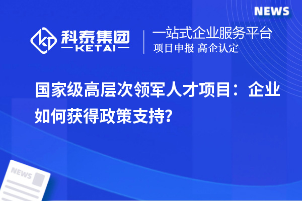  國家級高層次領軍人才項目：企業如何獲得政策支持？