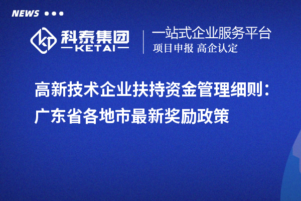 高新技術企業扶持資金管理細則：廣東省各地市最新獎勵政策