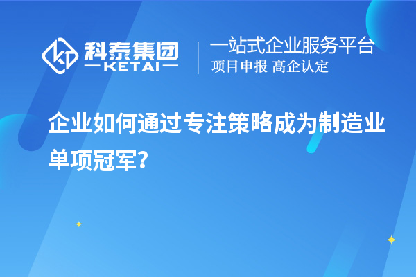 企業如何通過專注策略成為制造業單項冠軍？