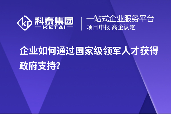 企業如何通過國家級領軍人才獲得政府支持？