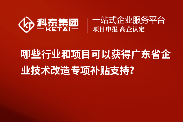 哪些行業和項目可以獲得廣東省企業技術改造專項補貼支持？