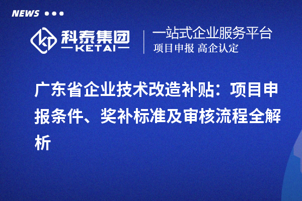 廣東省企業技術改造補貼：項目申報條件、獎補標準及審核流程全解析