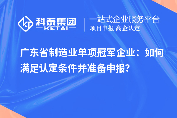 廣東省制造業單項冠軍企業：如何滿足認定條件并準備申報？
