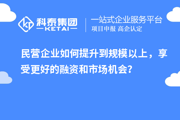 民營企業如何提升到規模以上，享受更好的融資和市場機會？