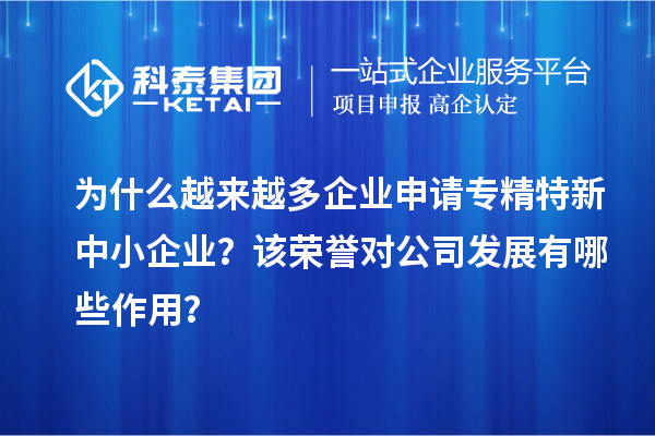 為什么越來越多企業申請專精特新中小企業？該榮譽對公司發展有哪些作用？