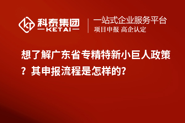 想了解廣東省專精特新小巨人政策？其申報流程是怎樣的？